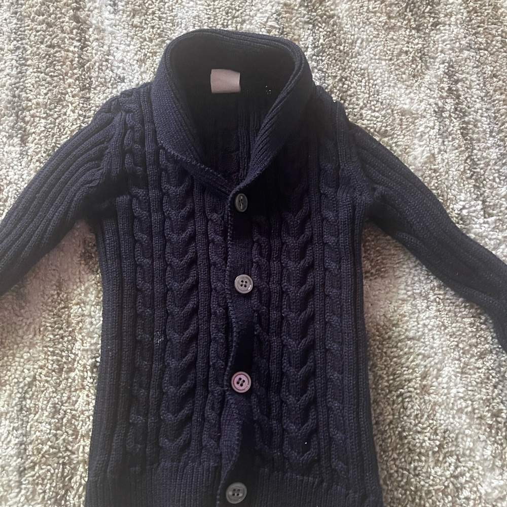 Kids Navy Blue Cable Knit Cardigan